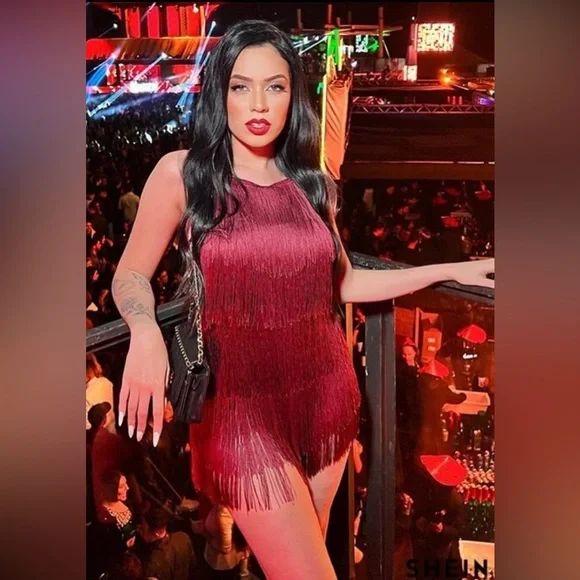 Knotted Backless Fringe Halter Romper - Medium - Picture 7 of 7